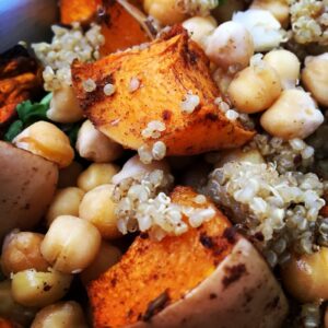 Roasted pumpkin, quinoa and chickpeas